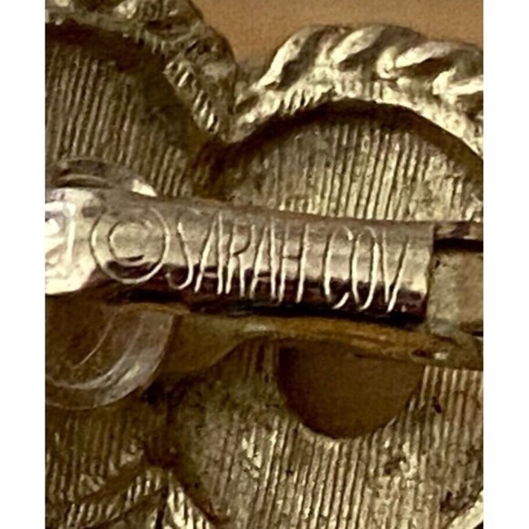 Vintage MCM Gold Tone Pink and Blue Clip On Earrings Sarah Coventry 1" Classic - Picture 7 of 16